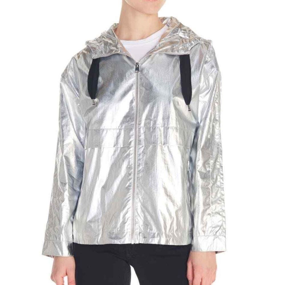 MAJE BOOMER METALLIC WINDBREAKER JACKET IN MULTI 38